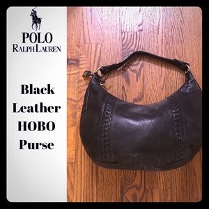 Ralph Lauren Black Leather Hobo Purse
